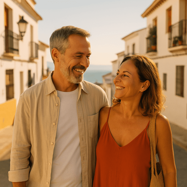couple enjoying Spain with the non lucrative visa. For Expats.