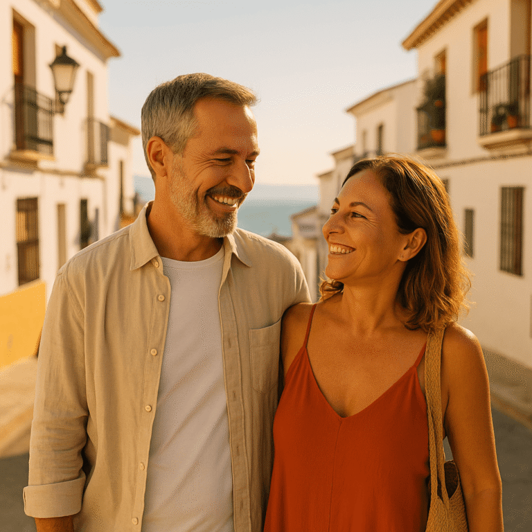 couple enjoying Spain with the non lucrative visa. For Expats.